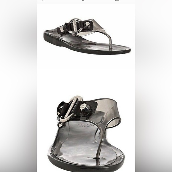 Stuart Weitzman Black Jelly Palma flip flops - some lifting around toe. See pics - Picture 1 of 4